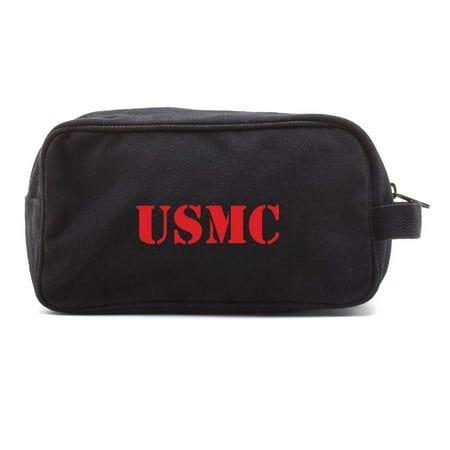 USMC United States Marine Corps Text Canvas Dual Compartment Toiletry