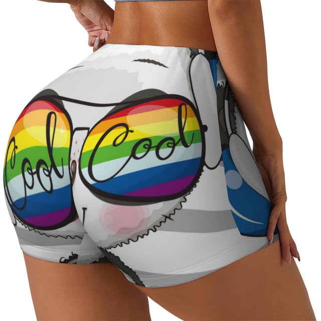 Fotbe Panda with Sun glasses Shorts Sin Costuras – Shorts Deportivos de Cintura Alta para Mujer, Elásticos para Gimnasio, Yoga, Running o Ciclismo-XX-Large