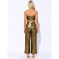 thumbnail image 3 of DARING DIVA Women's Metallic Party Club Flare Pants Cropped Tops Outfits XS Black Gold, 3 of 6