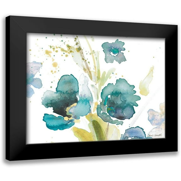 Loreth, Lanie 14x11 Black Modern Framed Museum Art Print Titled - Blue Watercolor Modern Poppies I