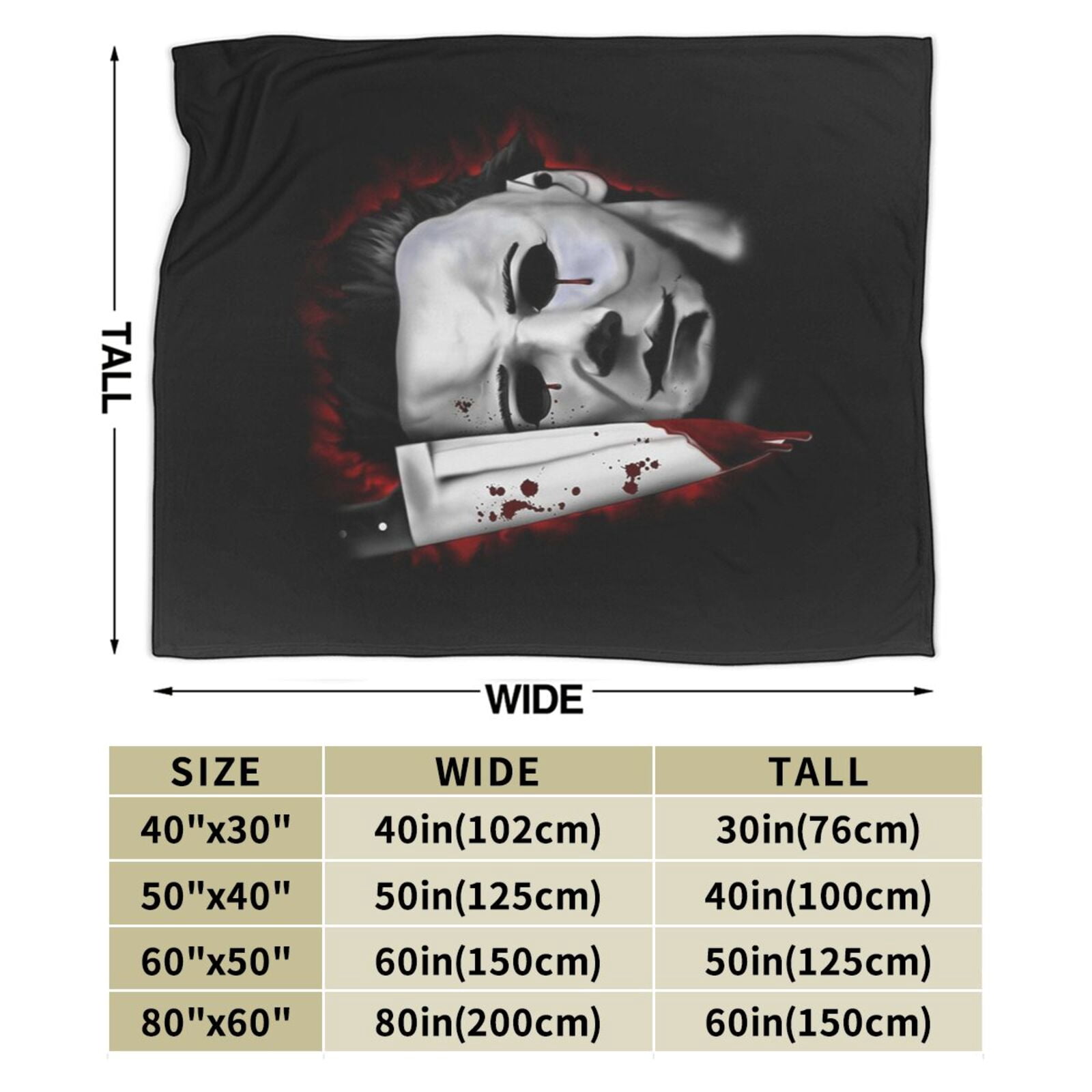 Horror Movie Michael Myers Throw Blanket 50"X40" Soft Flannel Lightweight Plush Air Conditioner Quilt Suitable For Sofa,Living Room,Bedroom,Double Bed