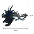 thumbnail image 2 of Xfvqtps Mardi Gras Mask for Women Masquerade Masks Half Face Feather Rhinestone Hollow out Carnival Mask for Makeup Performance Ball Party Purple, 2 of 3