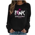 thumbnail image 3 of Jinhomg Pink Breast Cancer T Shirts for Women Inspirational Letter Print Cancer Awareness Tops Comfy Long Sleeve Drop Shoulder Pullovers Fall Casual Crew Neck Holiday Tees Spring Saving Sale Black XL, 3 of 5