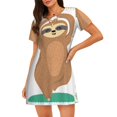 thumbnail image 1 of Easygdp Cute Sloth In Yoga Pose Tree Camisón de manga corta para mujer, informal, estampado, 1 of 6