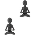 thumbnail image 2 of 2pcs Meditation Alien Statue Mini Plastic Ornament Home Office Desktop Accessory, 2 of 6