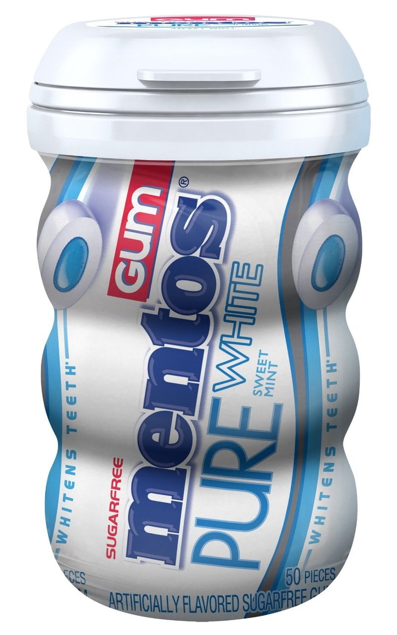 Mentos Pure White Sugar Free Chewing Gum Pieces Sweet Mint, 50 Pieces