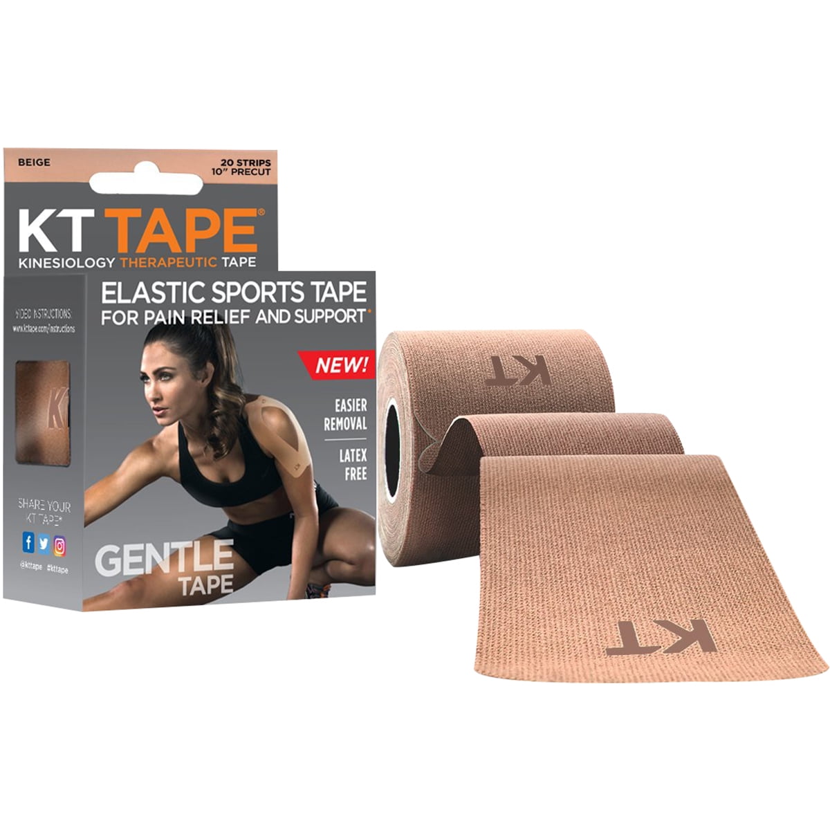 KT Tape Gentle 10' Cotton Precut Kinesiology Therapeutic Sports Roll - Beige
