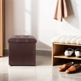thumbnail image 7 of PinkSheep 15" Folding Storage Ottoman Cube Footstool Ottoman Bench with Storage, Faux Leather, Brown, 7 of 7