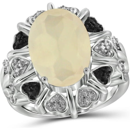 JewelersClub 5-1/2 Carat T.G.W. Moonstone and Black and White Diamond Accent Sterling Silver Ring