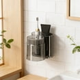 thumbnail image 6 of YiJuHui Wall Mounted Toothbrush Holder with Cup Rack, Adhesive Bathroom Organizer, No Drill Toothbrush Storage, Waterproof Suction Wall Mount Toothbrush for Bathroom Counter Organization, 6 of 6