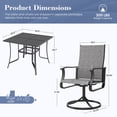 thumbnail image 5 of MRUAKA 5-Piece Patio Dining Set, 360-Swivel Mid Back Breathable Textilene Chairs & Square Table, Heavy Duty All-Weather Outdoor Furniture，Dark Gray, 5 of 10