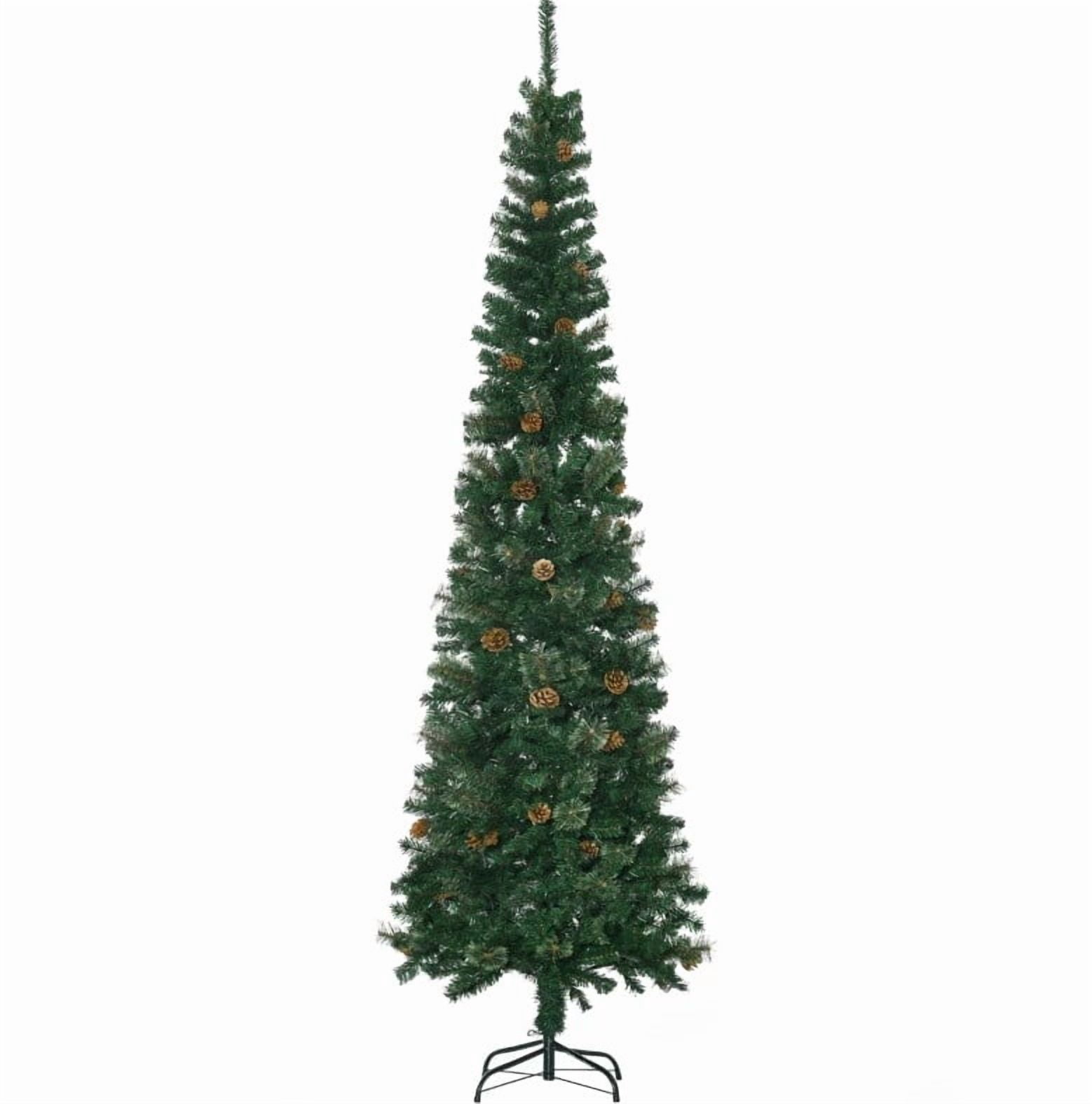 Slim Pine Needles Xmas Tree, 7.5 Foot Pencil Artificial Christmas Tree with Realistic Branches
