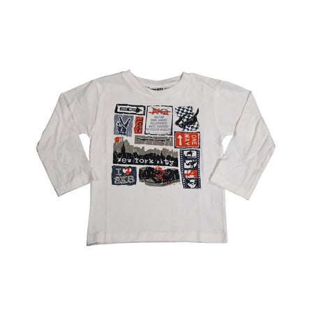 

Mish Mish Baby Infant Boys Long Sleeve Graphic Tee Shirt Top 34525-12Months (White 1 NYC)
