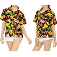 thumbnail image 2 of LA LEELA Women's Button Down Blouses Casual Beach Party Blouse Shirt Summer Short Sleeve Tropical Vacation Button up Dress Hawaiian Shirts for Women S Fruit Basket, Black, 2 of 5