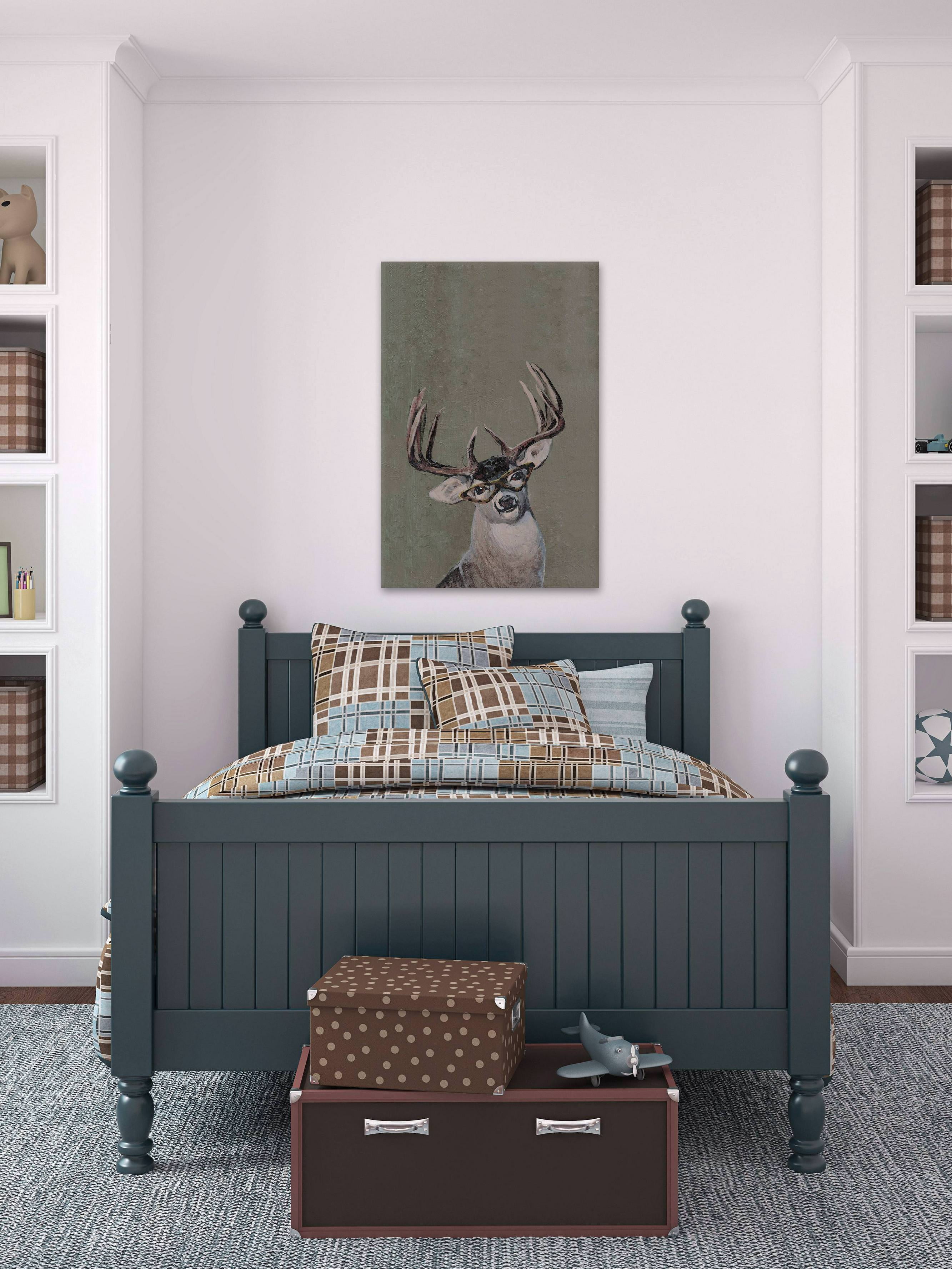 Nerdy Deer II Painting Print on Wrapped Canvas
