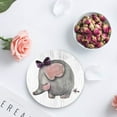 thumbnail image 4 of POGLIP Watercolor Elephant Wooden Grain Set of 8 Round Coaster for Drinks, Absorbent Ceramic Stone Coasters Cup Mat with Cork Base for Home Kitchen Room Coffee Table Bar Decor, 4 of 5