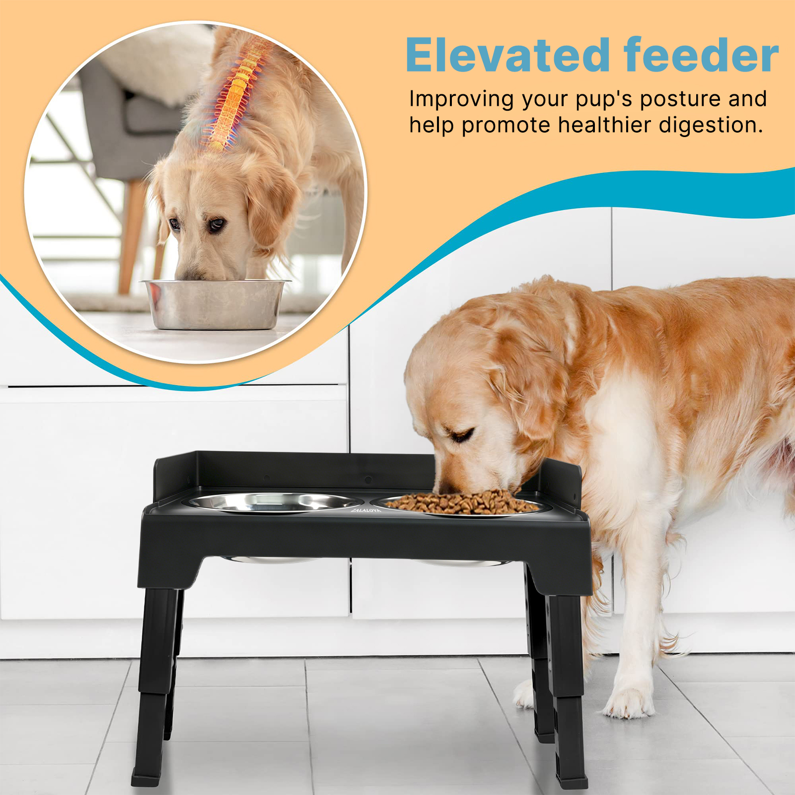 Zalalova Elevated Dog Bowls Stand with Stainless Steel Dishes photo 2