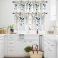 thumbnail image 3 of Blue Flowers Kitchen Curtains Valances and Tiers Set of 3 Leaf Watercolor Wildflowers Plants Botanical Tier Curtains and Valance with Rod Pocket for Small Windows, 27.5"x24", 3 of 9