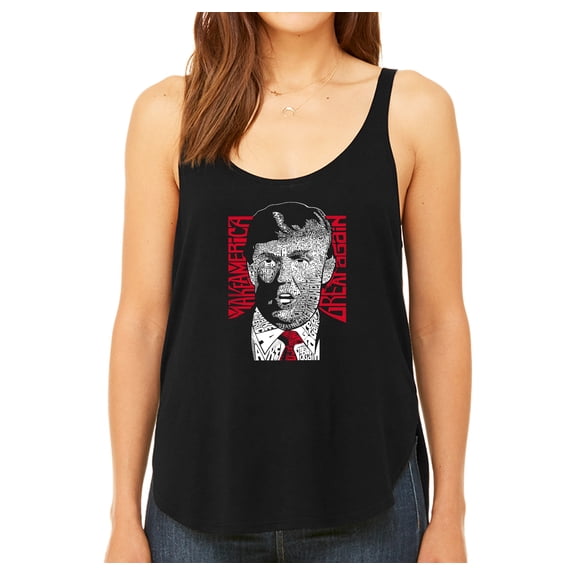 LA Pop Art Women's Premium Word Art Flowy Tank Top - TRUMP - Make America Great Again