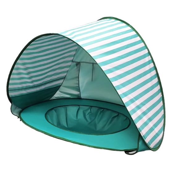 Arsvita Aqua Green Pop-Up UV Protection Baby Beach Sun Shelter Tent, Portable Detachable Mini Pool Play Tent with Wooden Handle, 1-Pack Outdoor Travel Kids Shade Canopy