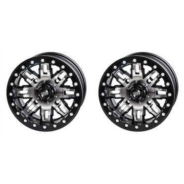 (2 Pack) 4/156 Tusk Teton Beadlock Wheel 14x7 5.0   2.0 Machined/Black For YAMAHA YXZ1000R 2019-2022