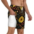 thumbnail image 3 of Goofa Fall Sunflowers Leaves Printed Men's Swim Trunks Board Shorts Quick Dry Mens Swimming Trunks with Compression Liner,Breathable Fit Hawaii Beach Shorts-X-Large, 3 of 9