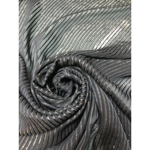 Lurex stripe silk chiffon 54” wide beautiful black gold stripe silk chiffon.