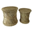 thumbnail image 3 of Set of 2 Rustic Western Hand Woven Bamboo Fibers and Natural Ropes Side Tables, 3 of 10