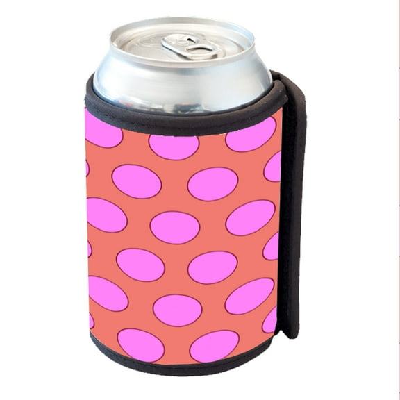 KuzmarK Insulated Drink Can Cooler Hugger - Purple  Peach Polka Dots