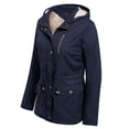thumbnail image 3 of MixMatchy Women's Faux Fur Waist Drawstring Lightly Padded Utility Fashion Jacket Parka, 3 of 4