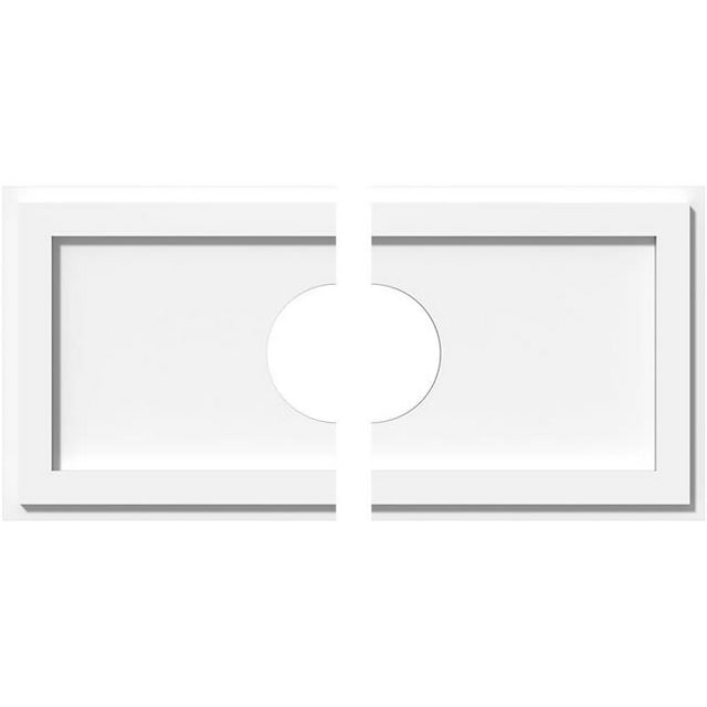 Ekena Millwork CMP24X12RE2-05000 5 in. ID x 8.25 in. Rectangle Architectural Grade PVC Contemporary Ceiling Medallion - 2 Piece