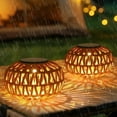 thumbnail image 1 of 2 paquetes de linternas solares al aire libre impermeable, decoración de la lámpara de mesa al aire libre, luces solares de ratán decorativas, 1 of 5