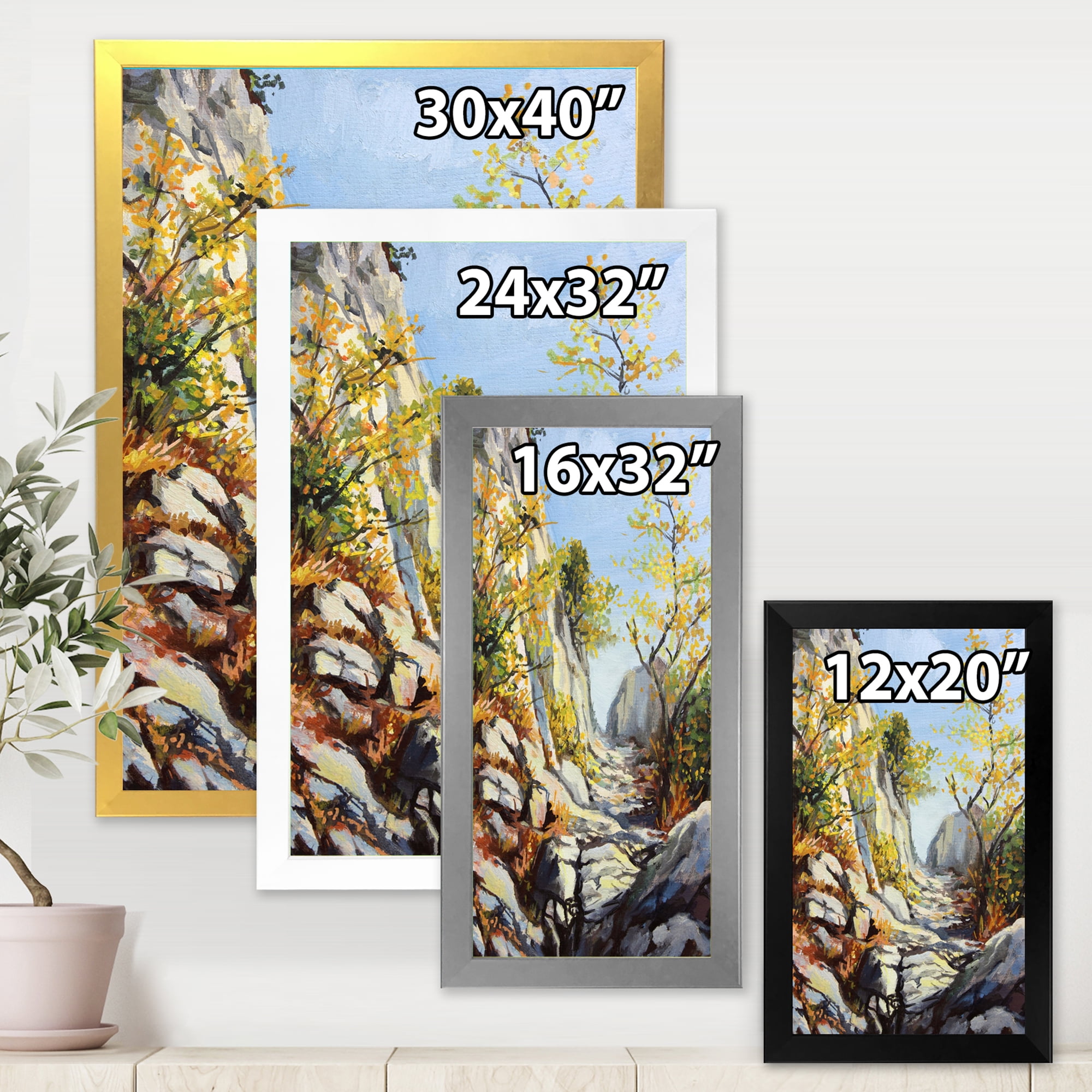 Designart 'Marble Path In Autumn Mountain' Traditional Framed Art Print
