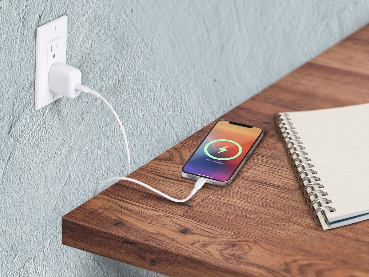 Monoprice 20W Wall Charger with 4' Lightning to USB-C Cable - MFi Certified, Fast Charge, Foldable USBC Block