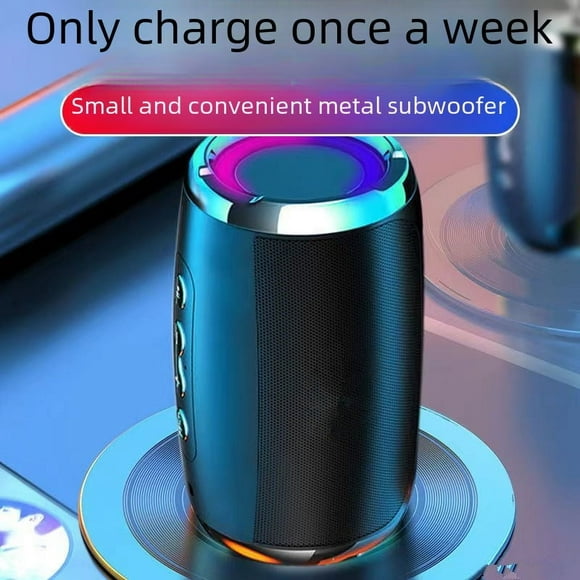 Altavoz de acero pequeño con tarjeta de presentación, altavoz con subwoofer y Bluetooth con audio inteligente con IA y gran volumen