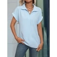thumbnail image 6 of Blouse Women'S Short Sleeve Summer Tops Elegant Business Tunic Shirt Casual Blouses with Lapel Collar Light Blue M, 6 of 9