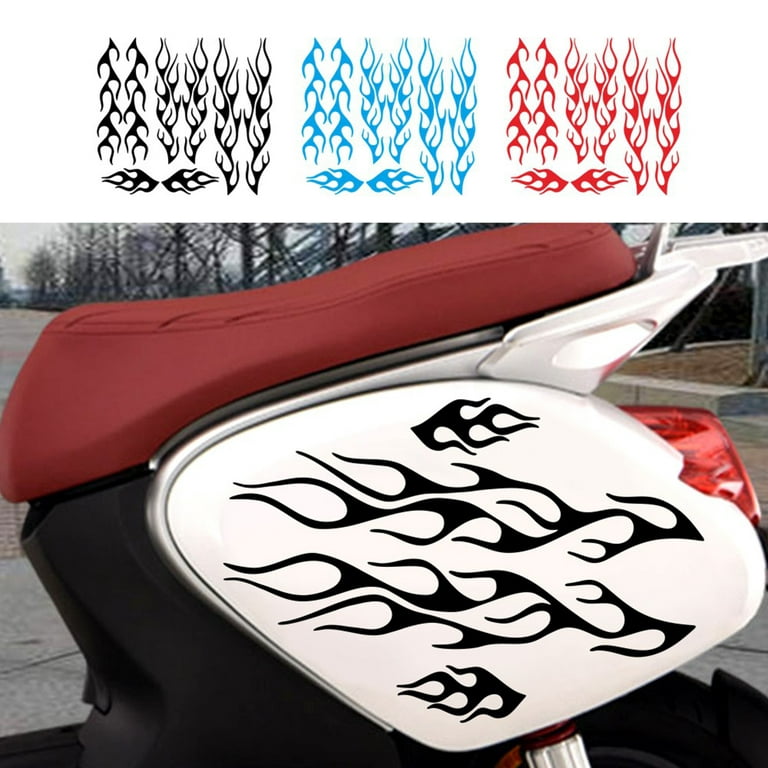 Kidlove 8 Pcs Self-adhesive Motorcycle Stickers Flame Stripe Pattern Car  Modeling Modified Decorative Decals D-2106 