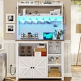 thumbnail image 7 of Itaar 35.4 inch Bakers Rack with Power Outlet and Storage, Farmhouse Coffee Bar Cabinet, Microwave Stand Kitchen Cabinet with Hutch, LED Lights, Wine Glass Holder and 8 Hooks，White, 7 of 7