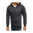 thumbnail image 2 of Douhoow Men Hooded Jacket Solid Color Long Sleeve Zipper Sweatshirt Autumn Outwear, 2 of 9