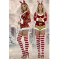 thumbnail image 6 of ToBeInStyle Womens Sassy Striped and Rudolph Detail Stockings - Red/White - One Size, 6 of 7