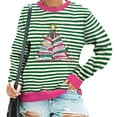 thumbnail image 5 of Lorytime Womens Christmas Sweatshirts Star Stripes Print Shirt Crew Neck Long Sleeve Pullover Drop Shoulder Tops, 5 of 5