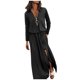 thumbnail image 1 of Gibobby Vestido de punto trenzado Vestido de suéter con cremallera en la cintura de manga larga de otoño de color sólido para mujer con cuello en V(Negro,CH), 1 of 5