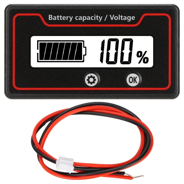 Battery Voltage Indicator, 9-120V Range Battery Capacity Meter LCD Display 12-84V Power Saving For Electric Vehicle White Light,Green Light,Blue Light