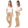 thumbnail image 6 of Juicy Trendz Women's Casual Cargo Jogger Pants & Trouser with Multi-Pockets, Elastic Waist, for Hiking & Outdoor Workwear Khaki L, 6 of 6