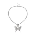 thumbnail image 2 of TidBay Women Rhinestone Inlaid Butterfly Pendant Chain Necklace Party Jewelry Gift, 2 of 8