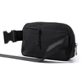 thumbnail image 5 of Mini riñoneras unisex de moda, resistente al agua, correa ajustable, 1 compartimento principal, 3 ranuras de malla, 1 bolsillo trasero con cremallera, negro, 5 of 5