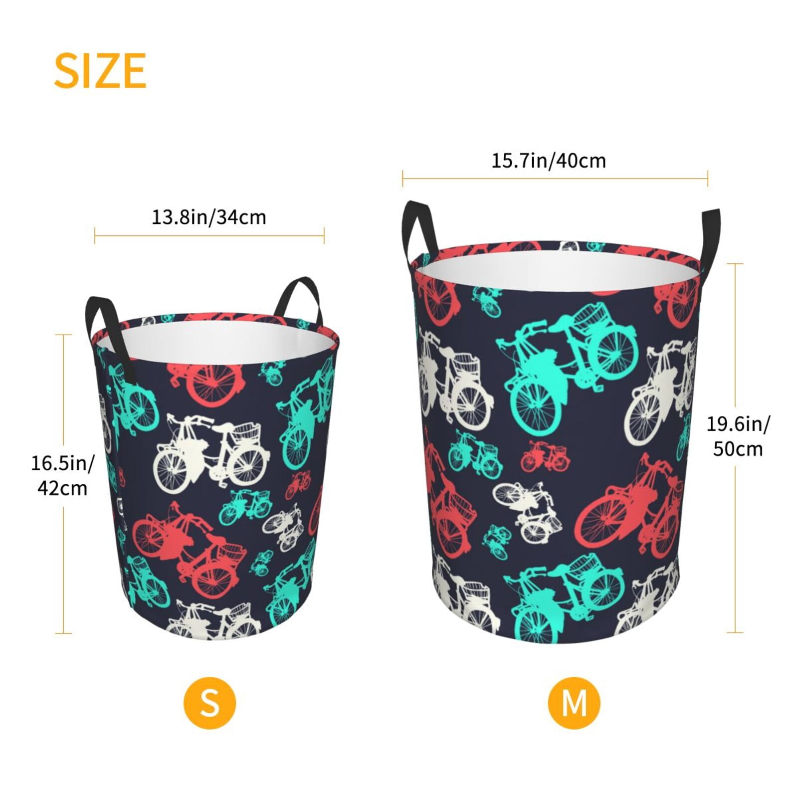 Large Laundry Basket with Handles - Green Bike Pattern red Kids Baby Dirty Clothes Laundry Hamper for Bedroom Aesthetic