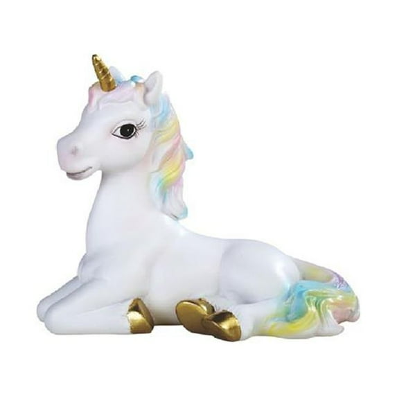 6.25 in. Lucite Unicorn with Rainbow Mane Fantasy Decoration Figurine, White
