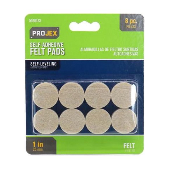 Protector de suelo para muebles PROJEX, almohadillas de fieltro, 2,5 cm, paquete de 8
