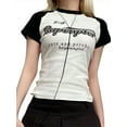 thumbnail image 2 of Coduop Women Short Sleeve T-shirts Summer Casual Letter Print Basic Tee Shirt Tops Tshirt, 2 of 9